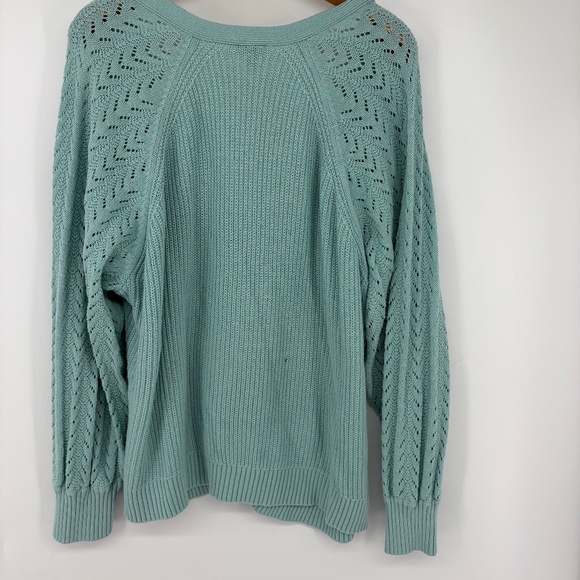 Torrid Pointelle Cardigan Balloon Sleeve Sweater Blue 5X Open Comfy Cozy Holiday - Picture 10 of 12
